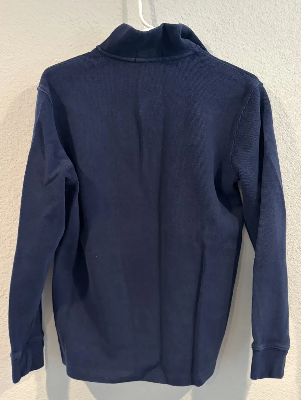 Polo Ralph Lauren Mens Classic Navy Blue Brown Pony 1/4 Zip Sweater Size Small